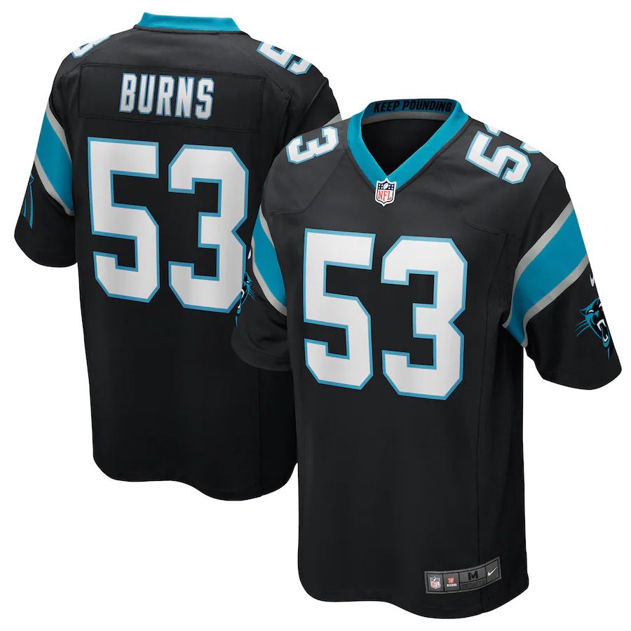 Men Carolina Panthers #53 Brian Burns Nike Black Game NFL Jersey